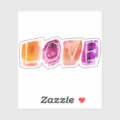 ラブウォーターカラーパープルオレンジカスタム色カットステッカー シール (シート)