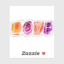 ラブウォーターカラーパープルオレンジカスタム色カットステッカー