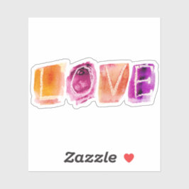 ラブウォーターカラーパープルオレンジカスタム色カットステッカー シール