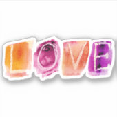 ラブウォーターカラーパープルオレンジカスタム色カットステッカー シール (正面)
