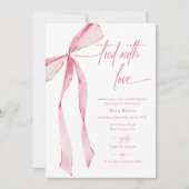 ラブウォーターカラーピンクボウブライダルシャワー 招待状 (正面)