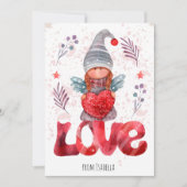 ラブウォーターカラーレディ格言とハートバレンタイン シーズンカード (正面)