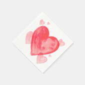 ラブウォーターカラー赤いハートパーティーナプキンス スタンダードカクテルナプキン (角)