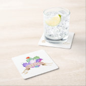 ラブウォーター色のサボテン スクエアペーパーコースター (インサイチュ)