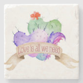 ラブウォーター色のサボテン ストーンコースター (正面)