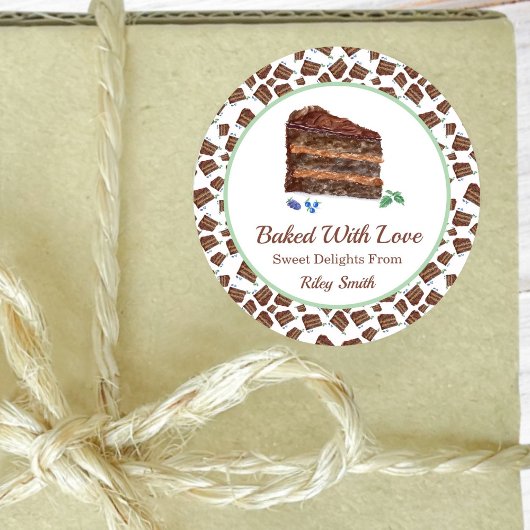 ラブウォー焼いたター付きチョコレートケーキ名 ラウンドシール