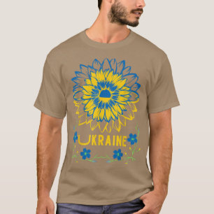 ラブウクライナサンフラワーウクライナ国旗のスタンドU Tシャツ