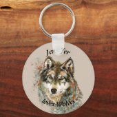 ラブウルフウルフ引用文名前をカスタムする パーソナライズされた キーホルダー (正面)