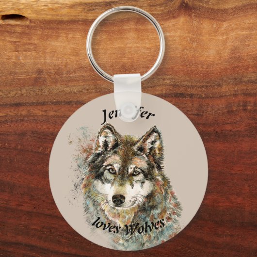 ラブウルフウルフ引用文名前をカスタムする パーソナライズされた キーホルダー (正面)