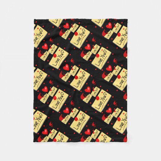 ラブウ黒zazzzle new フリースブランケット (正面)