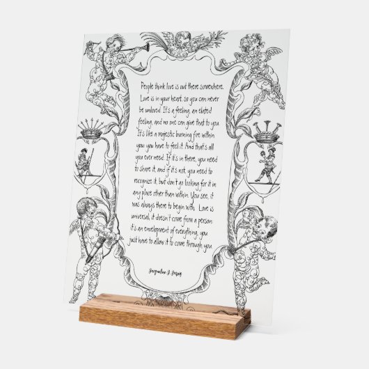 ラブエクスプレッションラインアートビクトリアンシンプル アクリルサイン (傾斜)