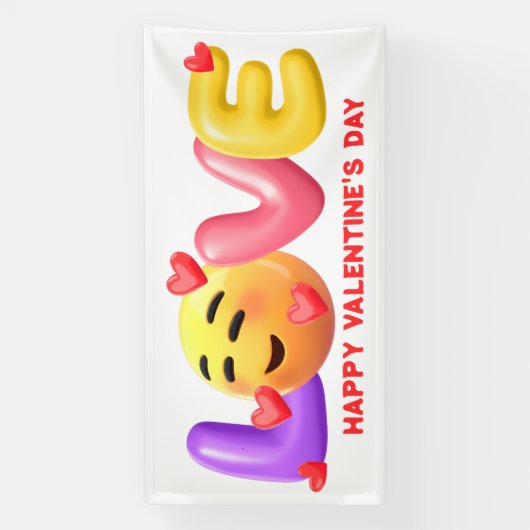 ラブエモジバレンタインデーバナー 横断幕 (縦)