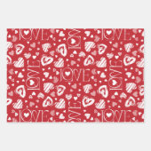 ラブエレガントキス鍵牡丹ピンクハート ラッピングペーパーシート (正面2)