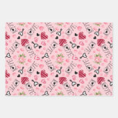 ラブエレガントキス鍵牡丹ピンクハート ラッピングペーパーシート (正面)