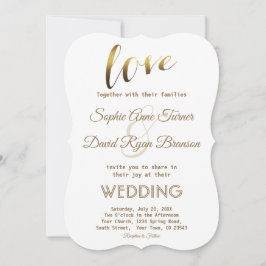 ラブエレガントタイポグラフィゴールドフォイル結婚式の招待 招待状