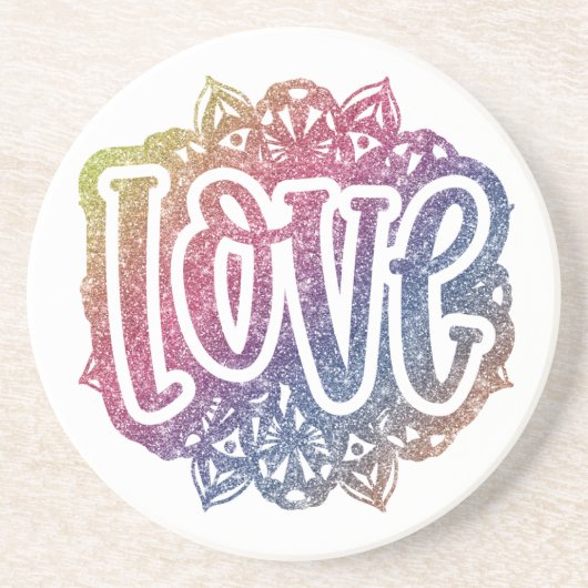 ラブエレガント引用文グリッタースパークルロマンス コースター (正面)