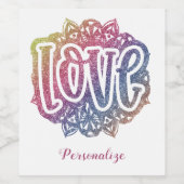 ラブエレガント引用文グリッタースパークルロマンス ワインラベル (シングルラベル)