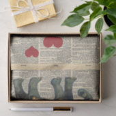 ラブエレファントデクページ付きヴィンテージ新聞 薄葉紙 (ギフト)