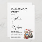 ラブエンゲージメントの猫のカップル 招待状 (正面/裏面)