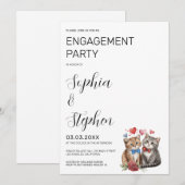 ラブエンゲージメントの猫カップル 招待状 (正面/裏面)