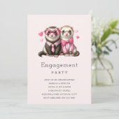 ラブエンゲージメントパーティーの可愛いカワウソカップル 招待状 (スタンド正面)