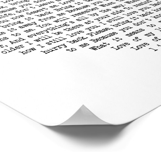 ラブオブマイライフハートソング歌詞ウォールアートプリント ポスター (角)