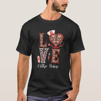ラブオルトナース聴診器ハートレオパードオルトープ Tシャツ