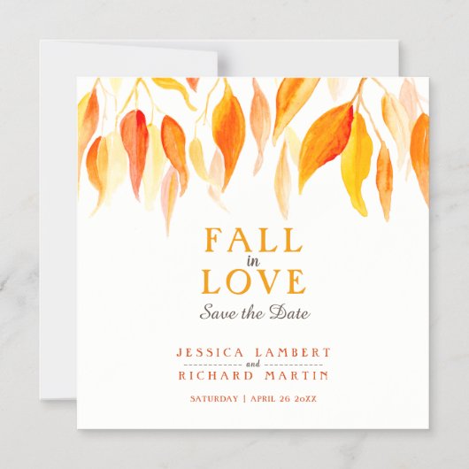 ラブオレンジの秋葉のウェディングは日付を保存する マグネット招待状 (正面)