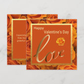 ラブオレンジバラ金ゴールドハッピーヴァレンティーンズデイカード (正面/裏面)