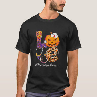 ラブオンコロジーナースパンプキンステソスコープのハロウィーン Tシャツ