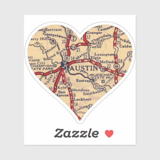 ラブオースティンテキサス州ヴィンテージの地図 シール (シート)