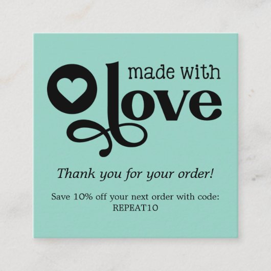 ラブオーダーで作パーソナライズされた成/ありがとう スクエア名刺 (正面)