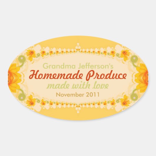 ラブオーバルラベルステッカー付き手作り 楕円形シール (正面)