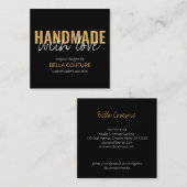 ラブオーバーサイズの手作りタイポグラフィブラック スクエア名刺 (正面/裏面)