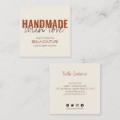 ラブオーバーサイズタイポグラフィクリームで手作り スクエア名刺 (正面/裏面)