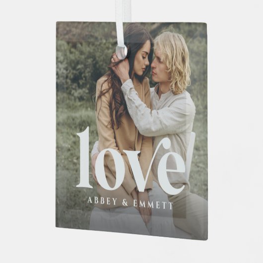 ラブオーバーレイカスタムの写真と名前 ガラスオーナメント (正面左)