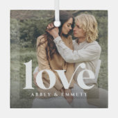 ラブオーバーレイカスタムの写真と名前 ガラスオーナメント (正面)