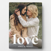 ラブオーバーレイパーソナライズされたカップル写真 フォトプラーク (正面)