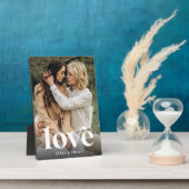 ラブオーバーレイパーソナライズされたカップル写真 フォトプラーク (側面)