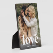 ラブオーバーレイパーソナライズされたカップル写真 フォトプラーク (側面)