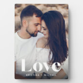 ラブオーバーレイパーソナライズされたカップル写真 フォトプラーク (正面)
