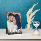 ラブオーバーレイパーソナライズされたカップル写真 フォトプラーク (側面)