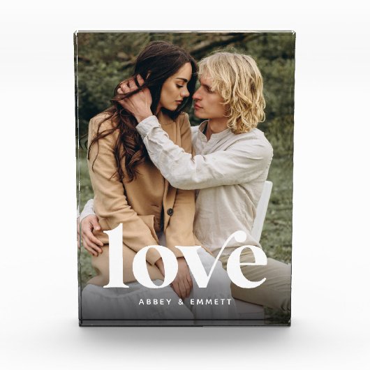 ラブオーバーレイパーソナライズされたカップル フォトブロック (正面)