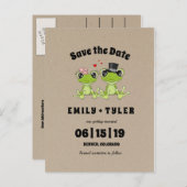 ラブカエルの結婚式でデートを保存 案内ポストカード (正面/裏面)