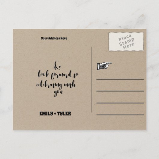 ラブカエルの結婚式でデートを保存 案内ポストカード (裏面)