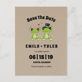 ラブカエルの結婚式でデートを保存 案内ポストカード