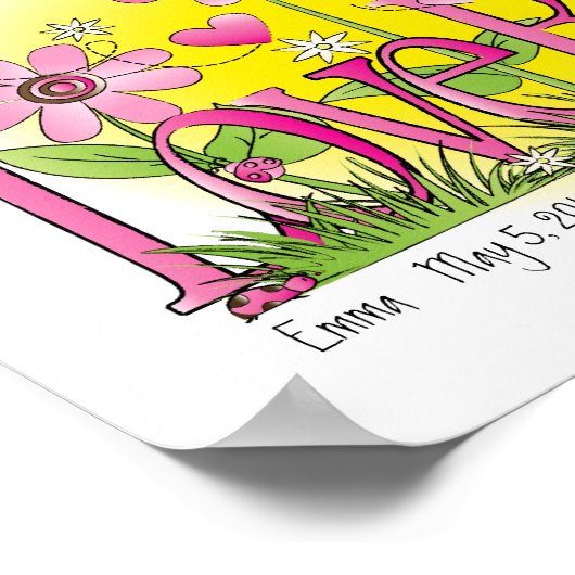 ラブカスタマイズバグ女性バグ女の子ルームウォールアート ポスター (角)