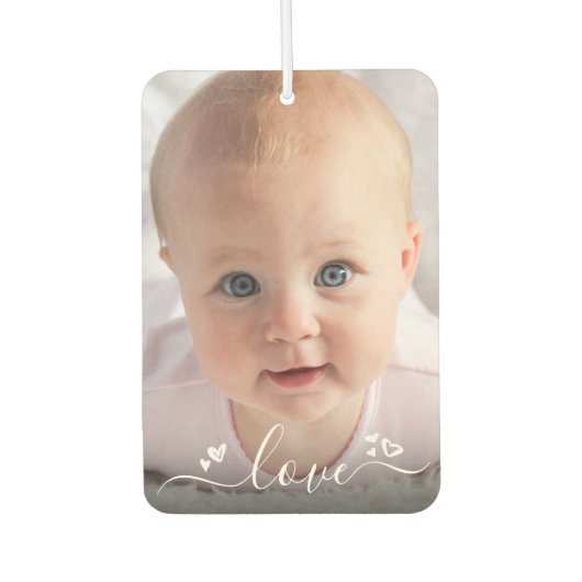 ラブカスタムハート2フォトスクリプトパーソナライズされた カーエアーフレッシュナー (正面)