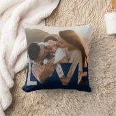 ラブカスタムファミリーフォトダークブルー クッション (ブランケット)