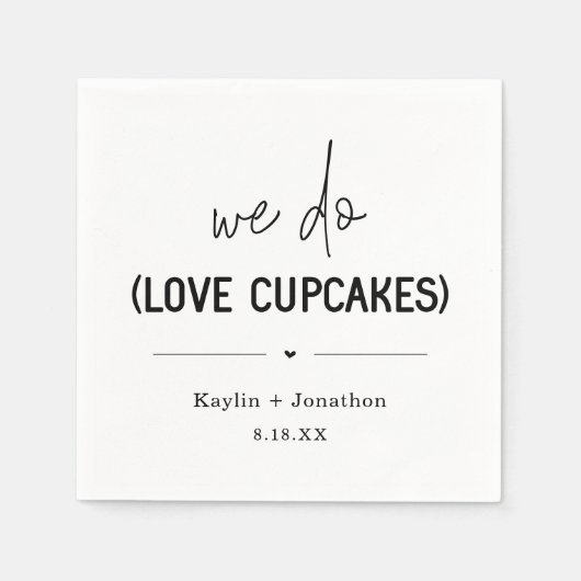 ラブカップケーキズ結婚ブライダルシャワーナプキンス スタンダードカクテルナプキン (正面)